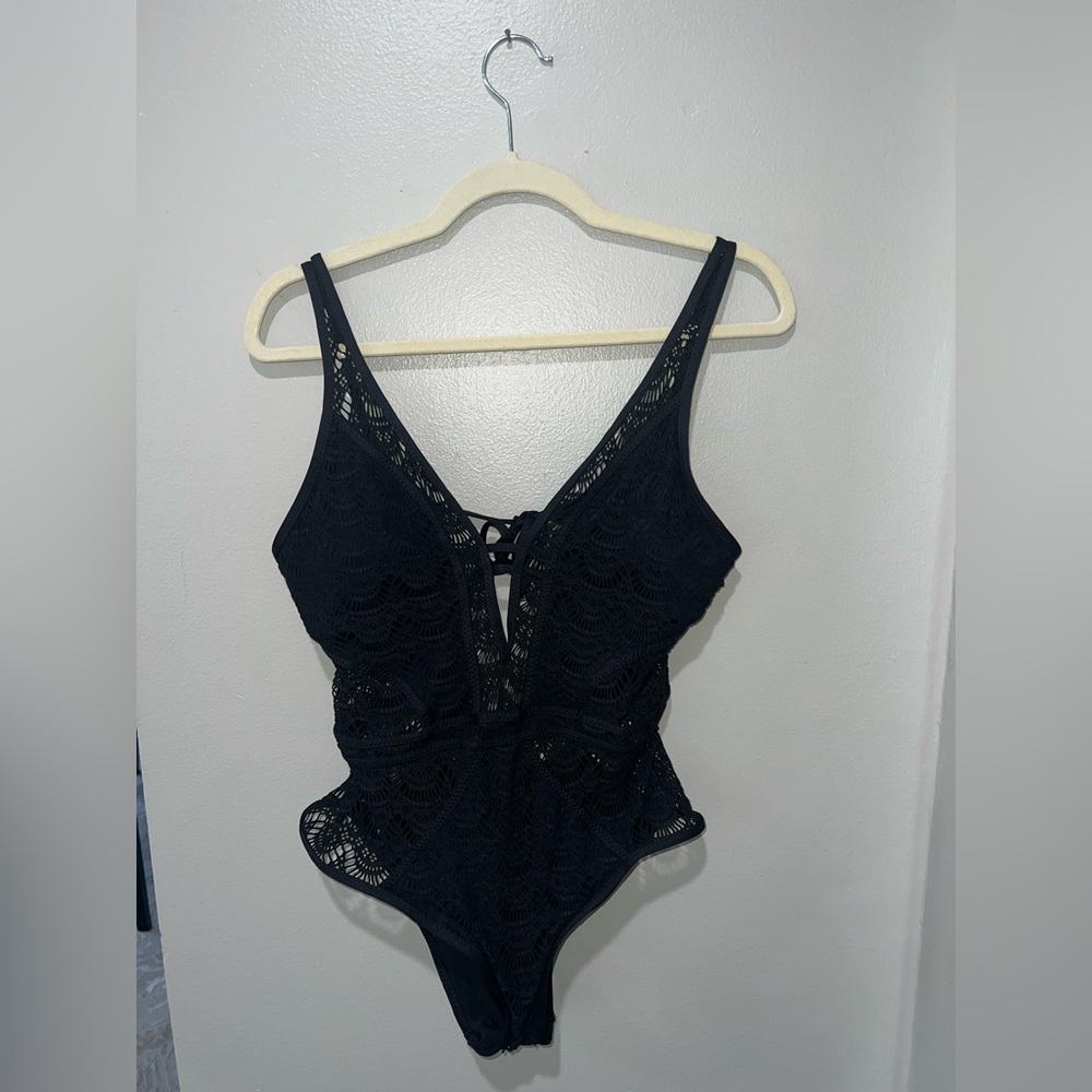BECCA Elegant Black Crochet Swimsuit